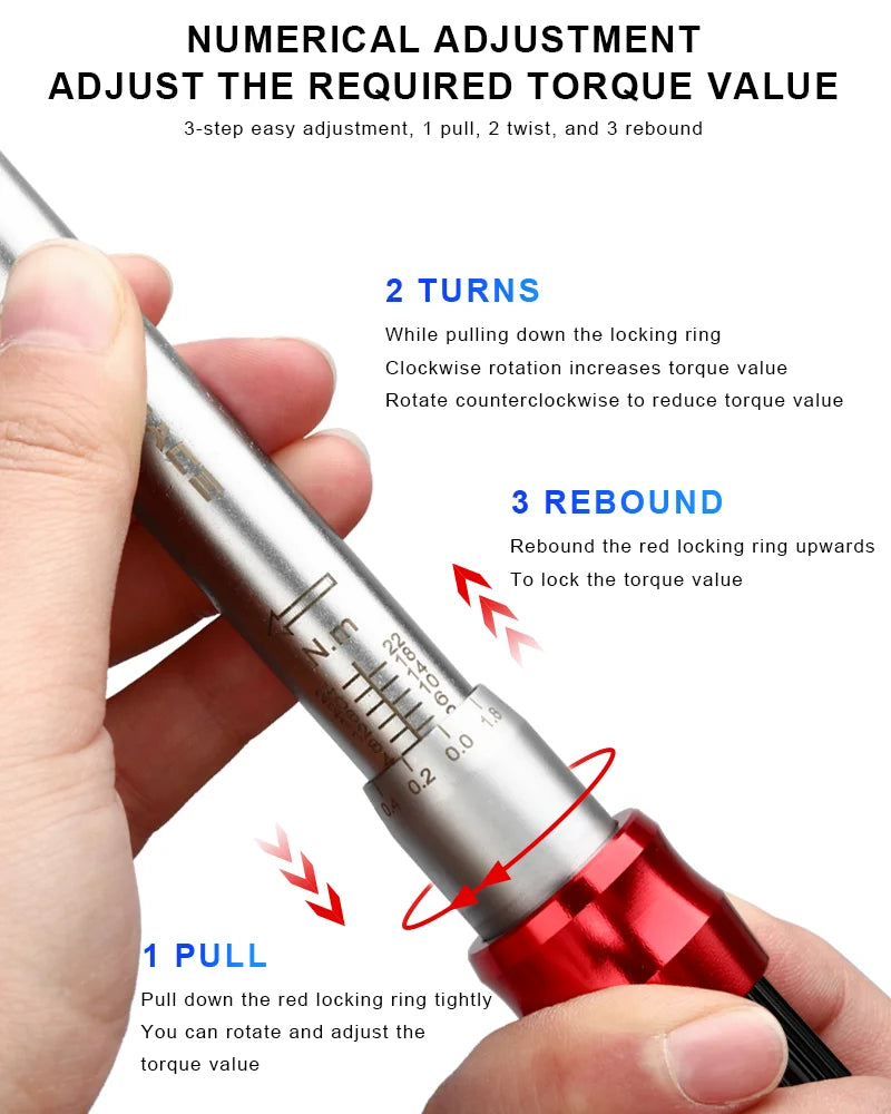 NNEOBA 15-Piece Bicycle Torque Wrench Set Pro Repair Kit Red