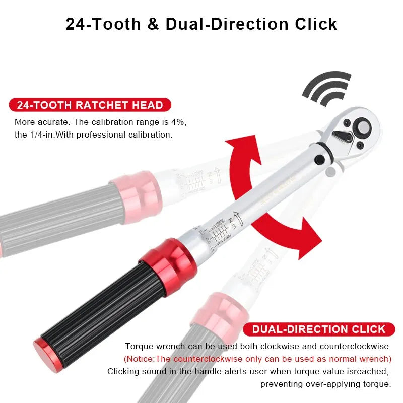 NNEOBA 15-Piece Bicycle Torque Wrench Set Pro Repair Kit Red