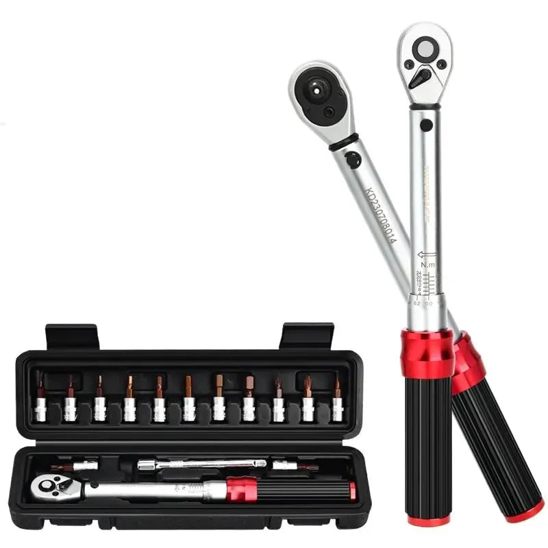 NNEOBA 15-Piece Bicycle Torque Wrench Set Pro Repair Kit Red